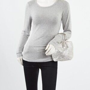 Valentino Silver Sequin Embellished Satin Carry Secrets Bucket Bag